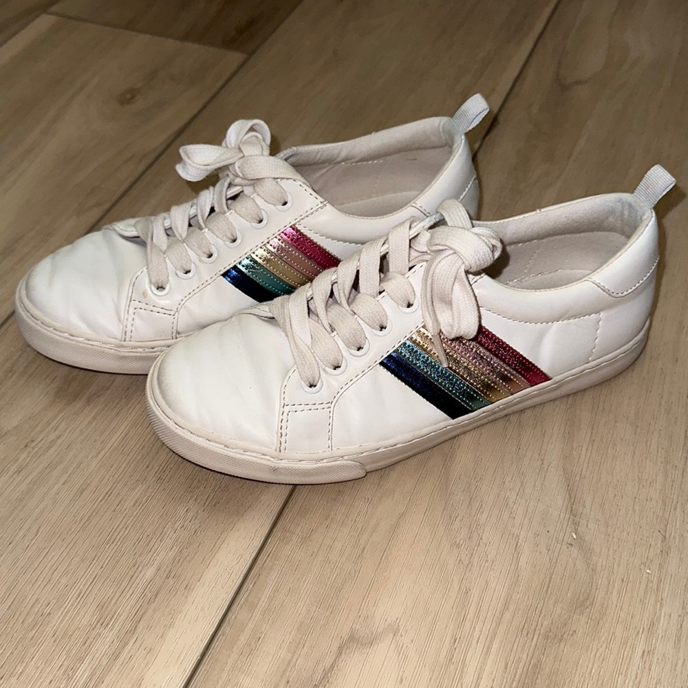 EUC Size 3 Gymboree Brand Rainbow Stripe Little Girls Casual Sneakers Shoes